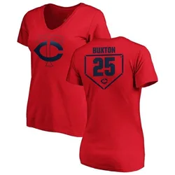 Byron Buxton Minnesota Twins Women's Red RBI Slim Fit V-Neck T-Shirt -