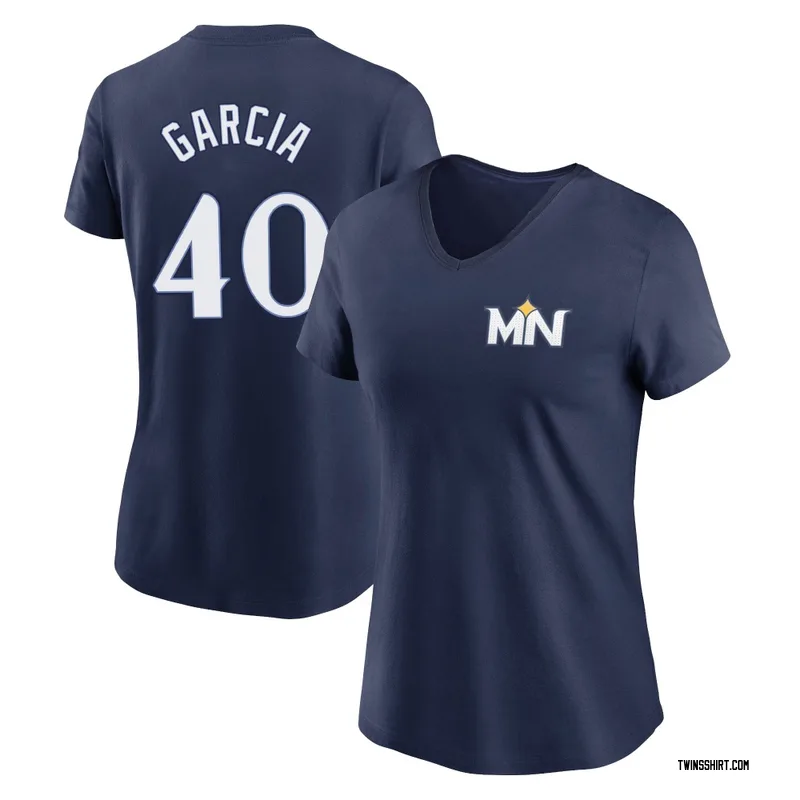 Luis Garcia Minnesota Twins Women's Navy 2024 City Connect Fuse Name & Number V-Neck T-Shirt