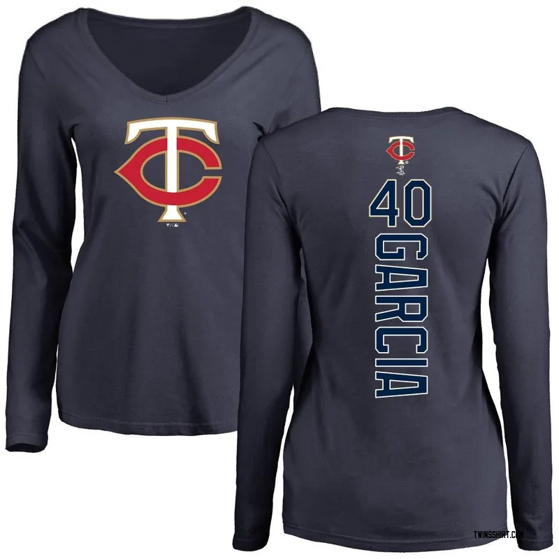 Luis Garcia Minnesota Twins Women's Navy Backer Slim Fit Long Sleeve T-Shirt -