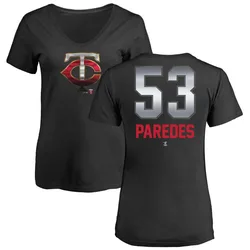 Michael Paredes Minnesota Twins Women's Black Midnight Mascot V-Neck T-Shirt -