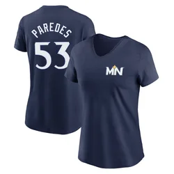 Michael Paredes Minnesota Twins Women's Navy 2024 City Connect Fuse Name & Number V-Neck T-Shirt