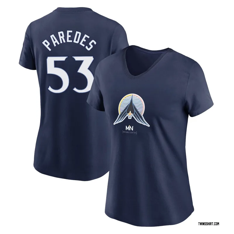 Michael Paredes Minnesota Twins Women's Navy 2024 City Connect Name & Number V-Neck T-Shirt