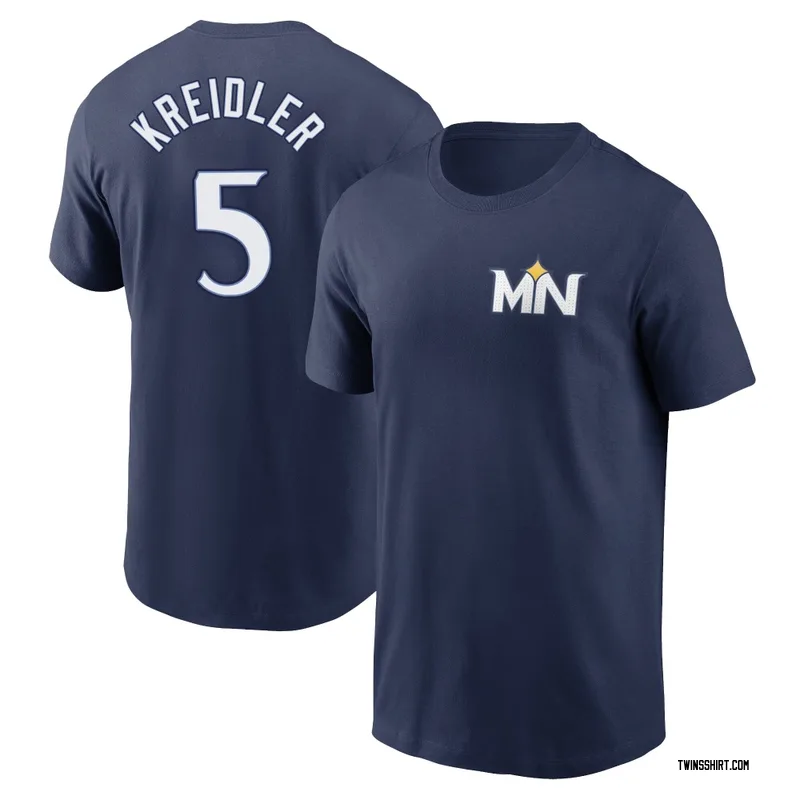 Ryan Kreidler Minnesota Twins Men's Navy 2024 City Connect Fuse Name & Number T-Shirt