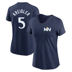 Ryan Kreidler Minnesota Twins Women's Navy 2024 City Connect Fuse Name & Number V-Neck T-Shirt