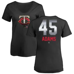 Travis Adams Minnesota Twins Women's Black Midnight Mascot V-Neck T-Shirt -