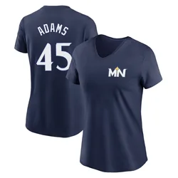 Travis Adams Minnesota Twins Women's Navy 2024 City Connect Fuse Name & Number V-Neck T-Shirt