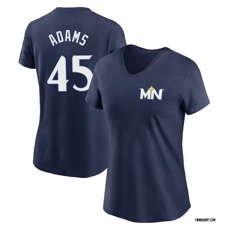 Travis Adams Minnesota Twins Women's Navy 2024 City Connect Fuse Name & Number V-Neck T-Shirt