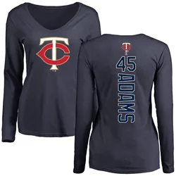 Travis Adams Minnesota Twins Women's Navy Backer Slim Fit Long Sleeve T-Shirt -