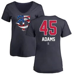 Travis Adams Minnesota Twins Women's Navy Name and Number Banner Wave V-Neck T-Shirt -
