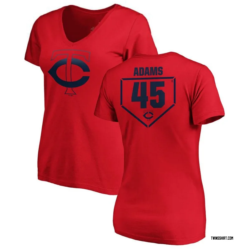 Travis Adams Minnesota Twins Women's Red RBI Slim Fit V-Neck T-Shirt -