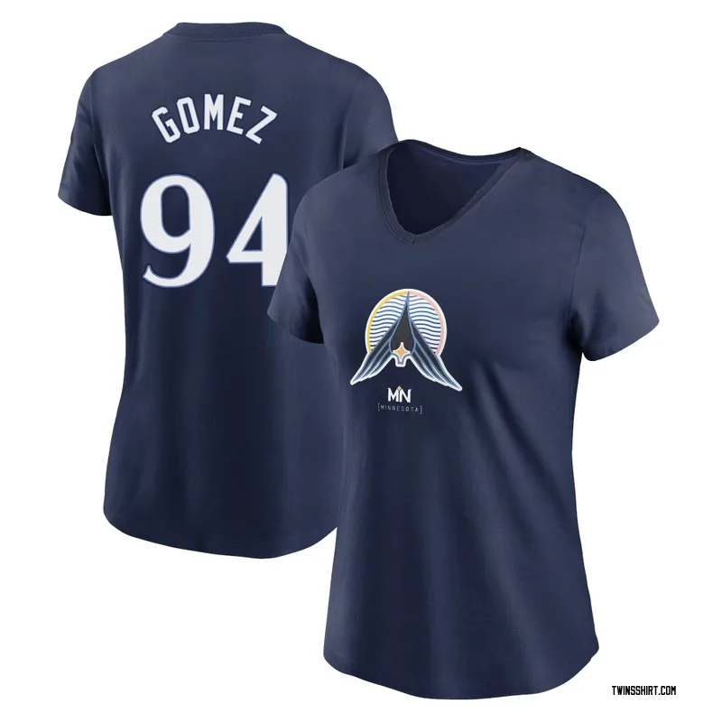 Yoendrys Gomez Minnesota Twins Women's Navy 2024 City Connect Name & Number V-Neck T-Shirt