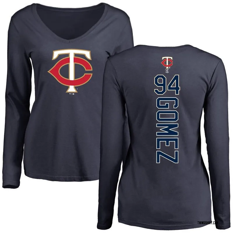Yoendrys Gomez Minnesota Twins Women's Navy Backer Slim Fit Long Sleeve T-Shirt -